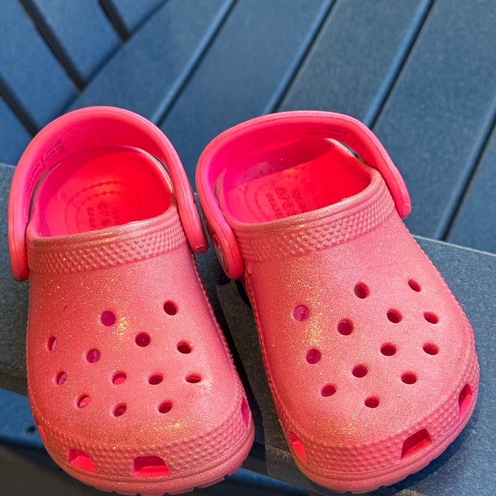Crocs Classic Glitter Clog Electric Pink Sparkly Slip On Shoes Kids Size C8